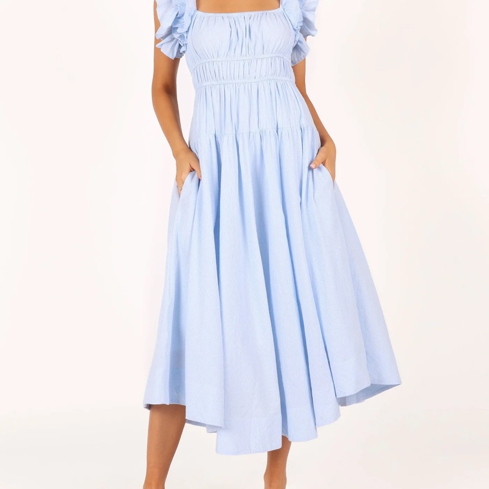 Petal & Pup Linda Midi Dress in Blue Stripe - Medium - Picture 4 of 8